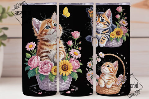 Kitten and Butterfly Garden 20oz Tumbler Sublimation sassyprint 