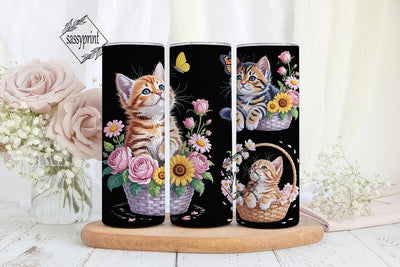 Kitten and Butterfly Garden 20oz Tumbler Sublimation sassyprint 