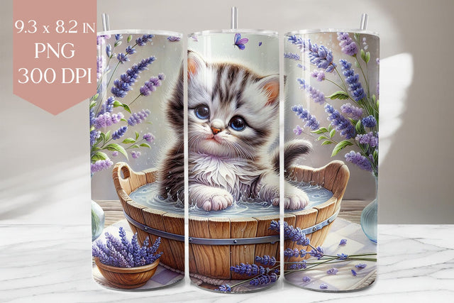 Kitten Bath Tumbler Wrap Sublimation BijouBay 