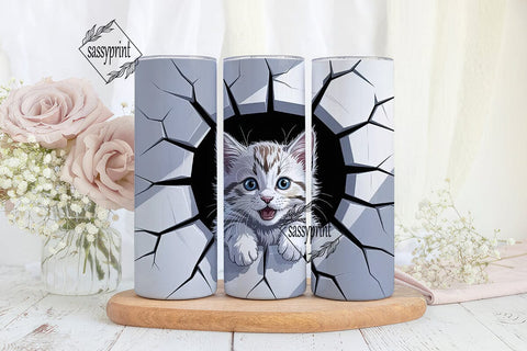 Kitten Break-Out Tumbler Wrap Sublimation sassyprint 