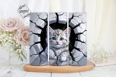 Kitten Break-Out Tumbler Wrap Sublimation sassyprint 