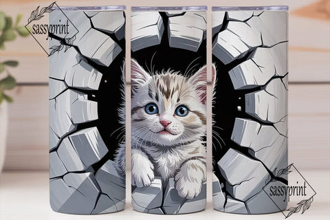 Kitten Break-Out Tumbler Wrap Sublimation sassyprint 