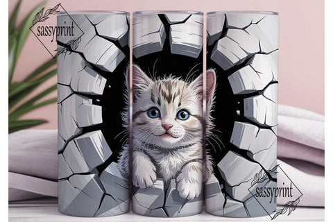 Kitten Break-Out Tumbler Wrap Sublimation sassyprint 