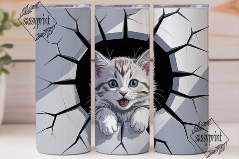 Kitten Break-Out Tumbler Wrap Sublimation sassyprint 