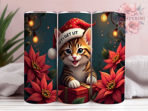 Kitten Christmas 20oz Tumbler Wrap PNG, Cute Kitten Tumbler PNG Sublimation Design, Straight & Tapered Tumbler Wrap, Instant Digital Download Sublimation Li Zamperini 