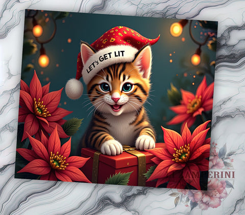 Kitten Christmas 20oz Tumbler Wrap PNG, Cute Kitten Tumbler PNG Sublimation Design, Straight & Tapered Tumbler Wrap, Instant Digital Download Sublimation Li Zamperini 