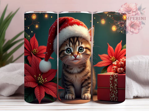 Kitten Christmas 20oz Tumbler Wrap PNG, Cute Kitten Tumbler PNG Sublimation Design, Straight & Tapered Tumbler Wrap, Instant Digital Download Sublimation Li Zamperini 