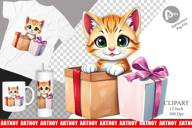 Kitten Clipart Gift Sublimation artnoy 