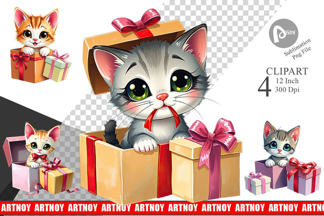 Kitten Clipart Gift Sublimation artnoy 