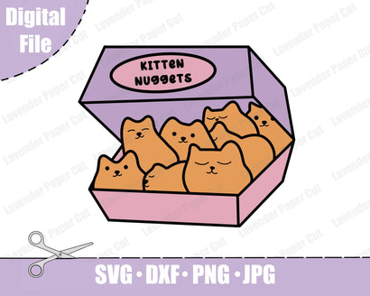 Kitten Nuggets, Kawaii Chicken Nuggets, Nug Life, Sublimation, SVG, PNG, Cricut & Silhouette File, Make Tshirts and Stickers, Cute Fast Food SVG Lavender Paper Cut 