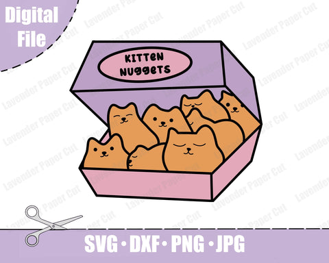 Kitten Nuggets, Kawaii Chicken Nuggets, Nug Life, Sublimation, SVG, PNG, Cricut & Silhouette File, Make Tshirts and Stickers, Cute Fast Food SVG Lavender Paper Cut 