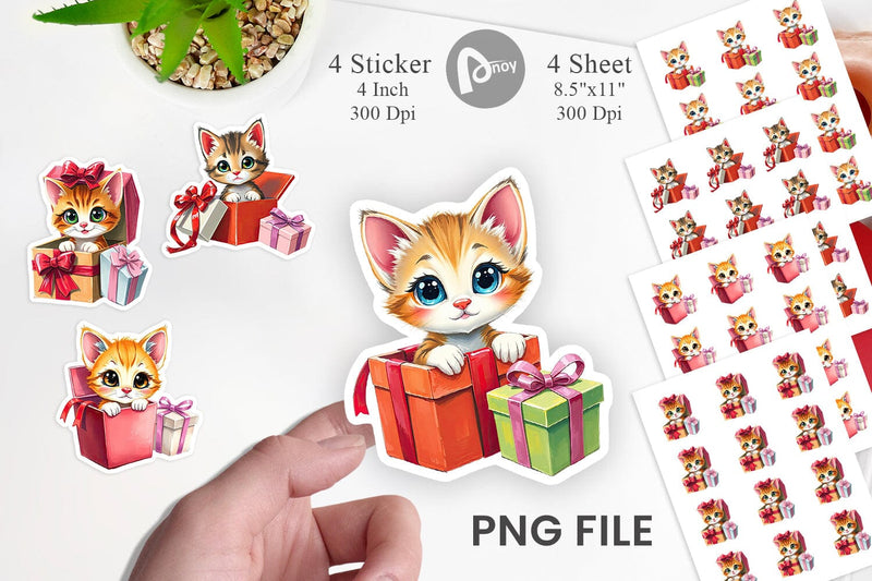 Kitten Sticker Gift Sublimation artnoy 