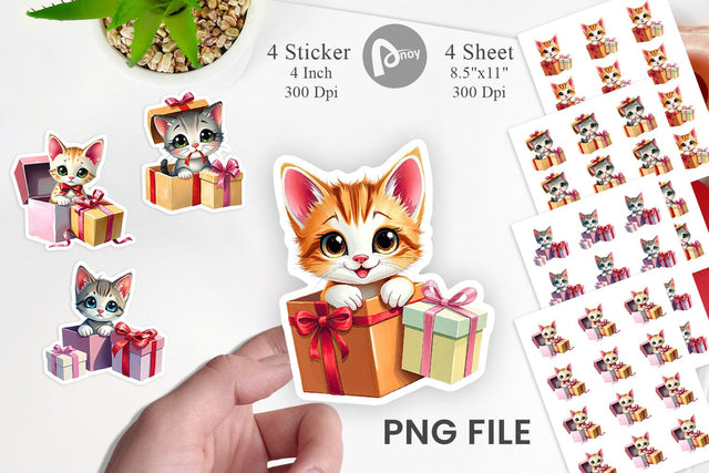 Kitten Sticker Gift Sublimation artnoy 