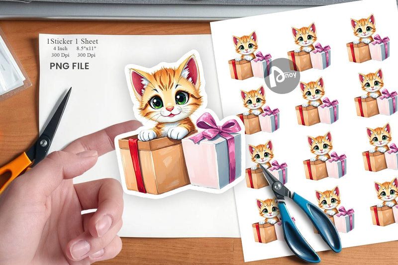 Kitten Sticker Gift Sublimation artnoy 