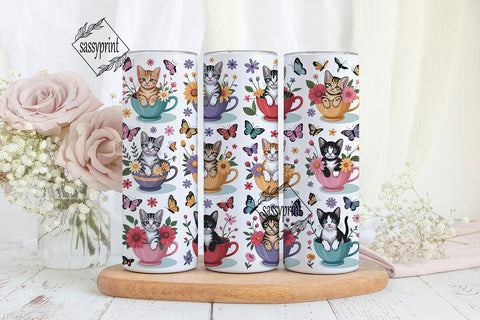 Kitten Teacup Tumbler Wrap Sublimation sassyprint 