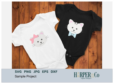 Kitten with Bows and Flowers SVG PNG Cut EPS File SVG HarperNCo 