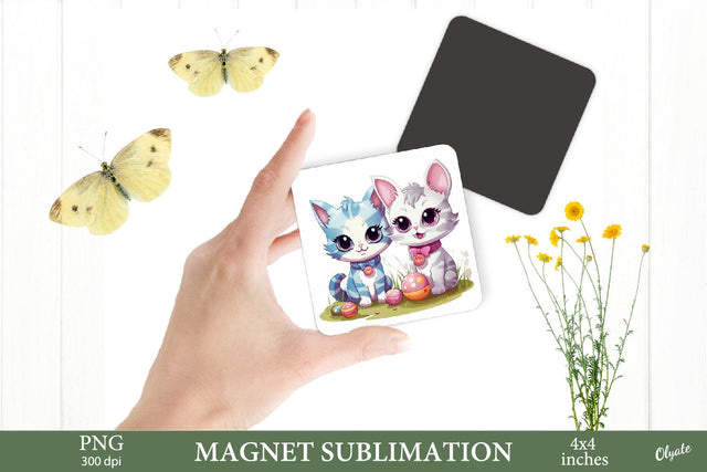 Kitty & Egg Sublimation PNG. Easter Magnet Sublimation PNG Sublimation Olga Terlyanskaya 