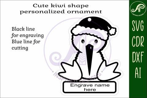 Kiwi Christmas Ornament SVG laser cut SVG APInspireddesigns 