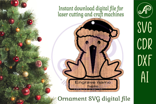 Kiwi Christmas Ornament SVG laser cut SVG APInspireddesigns 