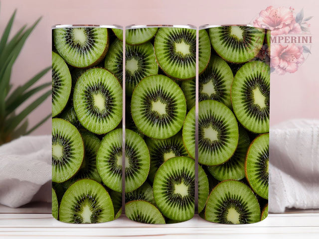 Kiwi Fruit Tropical 20oz Tumbler Wrap, Fruit Tumbler Design, 20oz Sublimation Wrap, Tropical Tumbler, Green Fruit Tumbler, Summer Drinkware, Seamless Kiwi Wrap Sublimation Li Zamperini 