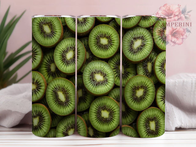 Kiwi Fruit Tropical 20oz Tumbler Wrap, Fruit Tumbler Design, 20oz Sublimation Wrap, Tropical Tumbler, Green Fruit Tumbler, Summer Drinkware, Seamless Kiwi Wrap Sublimation Li Zamperini 