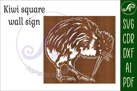 Kiwi square wall art sign, SVG file. vector file SVG APInspireddesigns 