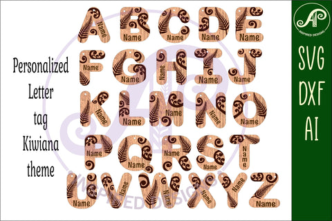 Kiwiana theme tag letter designs keychain DIGITAL SVG SVG APInspireddesigns 
