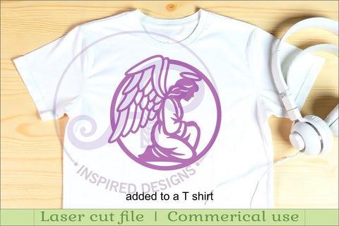 Kneeling Angel Name Sign SVG, Praying Angel Wall Art Laser SVG APInspireddesigns 