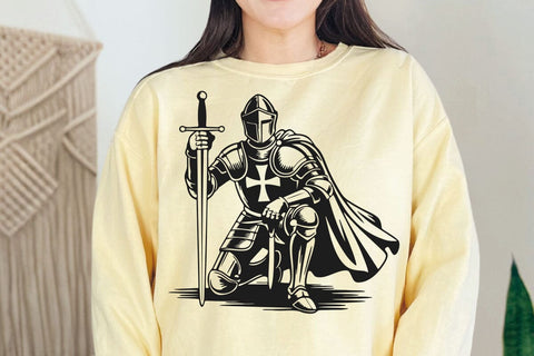 Kneeling Knight Vector Illustration, Knight SVG, Knight PNG SVG DesignDestine 