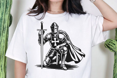 Kneeling Knight Vector Illustration, Knight SVG, Knight PNG SVG DesignDestine 