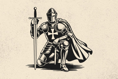 Kneeling Knight Vector Illustration, Knight SVG, Knight PNG SVG DesignDestine 