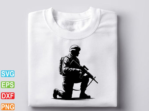 Kneeling Soldier SVG, Veteran, Army SVG artprintfile 