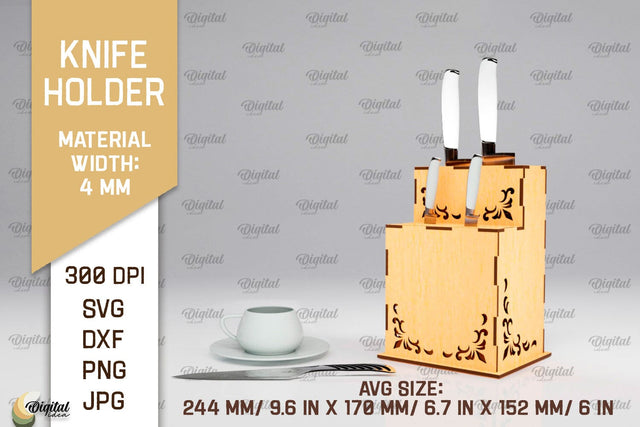 Knife Holder Laser Cut. Kitchen Knife Stand SVG SVG Evgenyia Guschina 