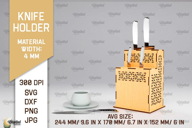 Knife Holder Laser Cut. Kitchen Knife Stand SVG SVG Evgenyia Guschina 