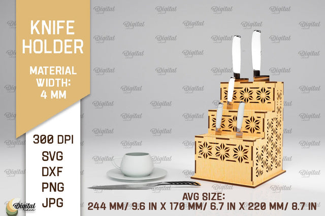 Knife Holder Laser Cut. Kitchen Knife Stand SVG SVG Evgenyia Guschina 