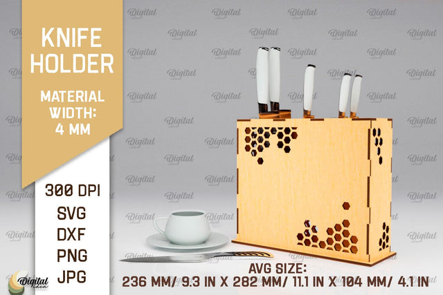 Knife Holder Laser Cut. Kitchen Knife Stand SVG SVG Evgenyia Guschina 