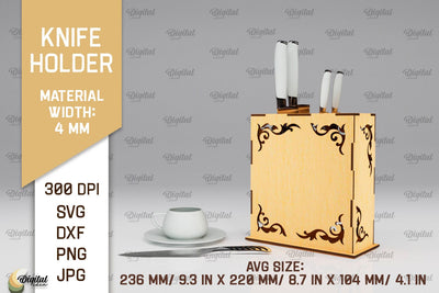 Knife Holder Laser Cut. Kitchen Knife Stand SVG SVG Evgenyia Guschina 