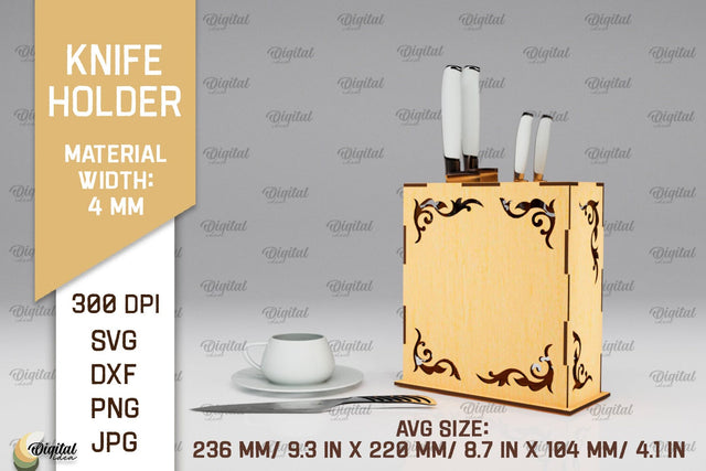 Knife Holder Laser Cut. Kitchen Knife Stand SVG SVG Evgenyia Guschina 