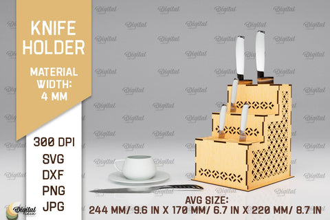 Knife Holder Laser Cut. Kitchen Knife Stand SVG SVG Evgenyia Guschina 