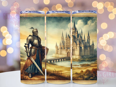 Knight Tumbler, Medieval Castle Design, 20oz Tumbler PNG, Fantasy Decor, Renaissance Gift, Knight Lover Tumbler, Historical Art Tumbler, Sublimation Drinkware Sublimation SvggirlplusArt 