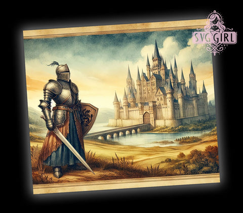 Knight Tumbler, Medieval Castle Design, 20oz Tumbler PNG, Fantasy Decor, Renaissance Gift, Knight Lover Tumbler, Historical Art Tumbler, Sublimation Drinkware Sublimation SvggirlplusArt 