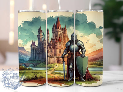Knight Tumbler Wrap, Medieval Castle Design, 20oz Sublimation Tumbler, Fantasy Drinkware, Knight Gift, Historical Decor, Renaissance Fair Tumbler, Castle Lover Gift Sublimation ToriDesigns 