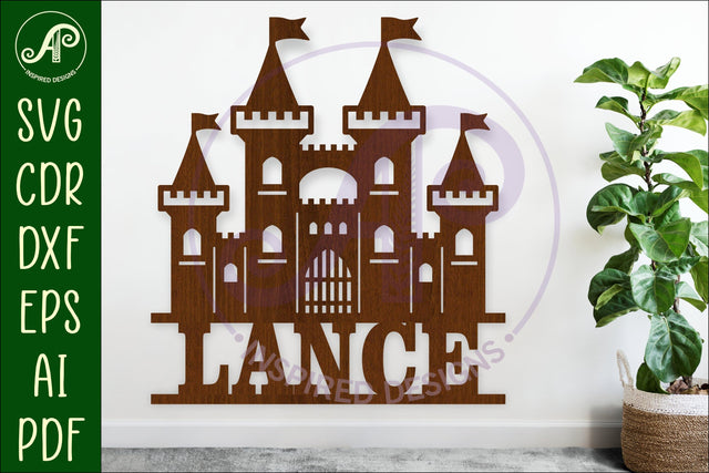 Knights Castle name sign svg laser cut file SVG APInspireddesigns 