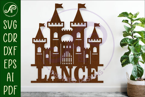 Knights Castle name sign svg laser cut file SVG APInspireddesigns 