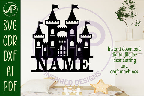 Knights Castle name sign svg laser cut file SVG APInspireddesigns 