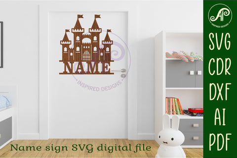 Knights Castle name sign svg laser cut file SVG APInspireddesigns 