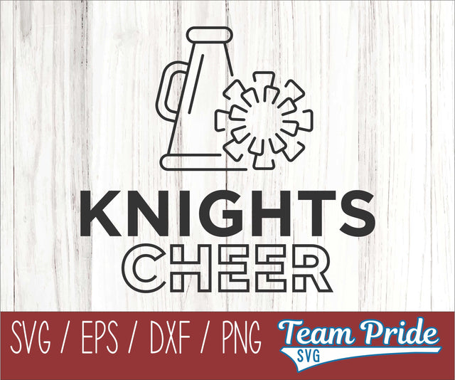 Knights Cheer Line Art SVG Digital Download Printable - SVG, EPS, DXF, PNG SVG Team Pride SVG 