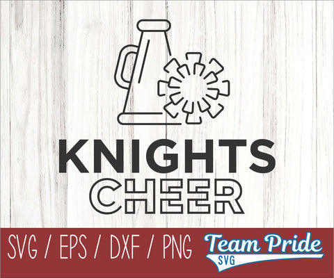 Knights Cheer Line Art SVG Digital Download Printable - SVG, EPS, DXF, PNG SVG Team Pride SVG 
