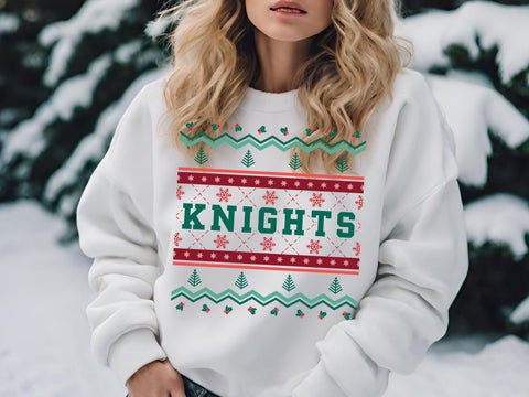 Knights Ugly Christmas Sweater Festive Holiday Design SVG, EPS, DXF, PNG SVG Team Pride SVG 