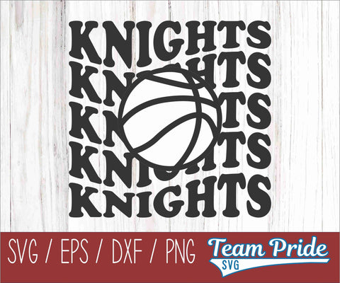 Knights Vintage Wave Basketball SVG Digital Download Printable - SVG, EPS, DXF, PNG SVG Team Pride SVG 
